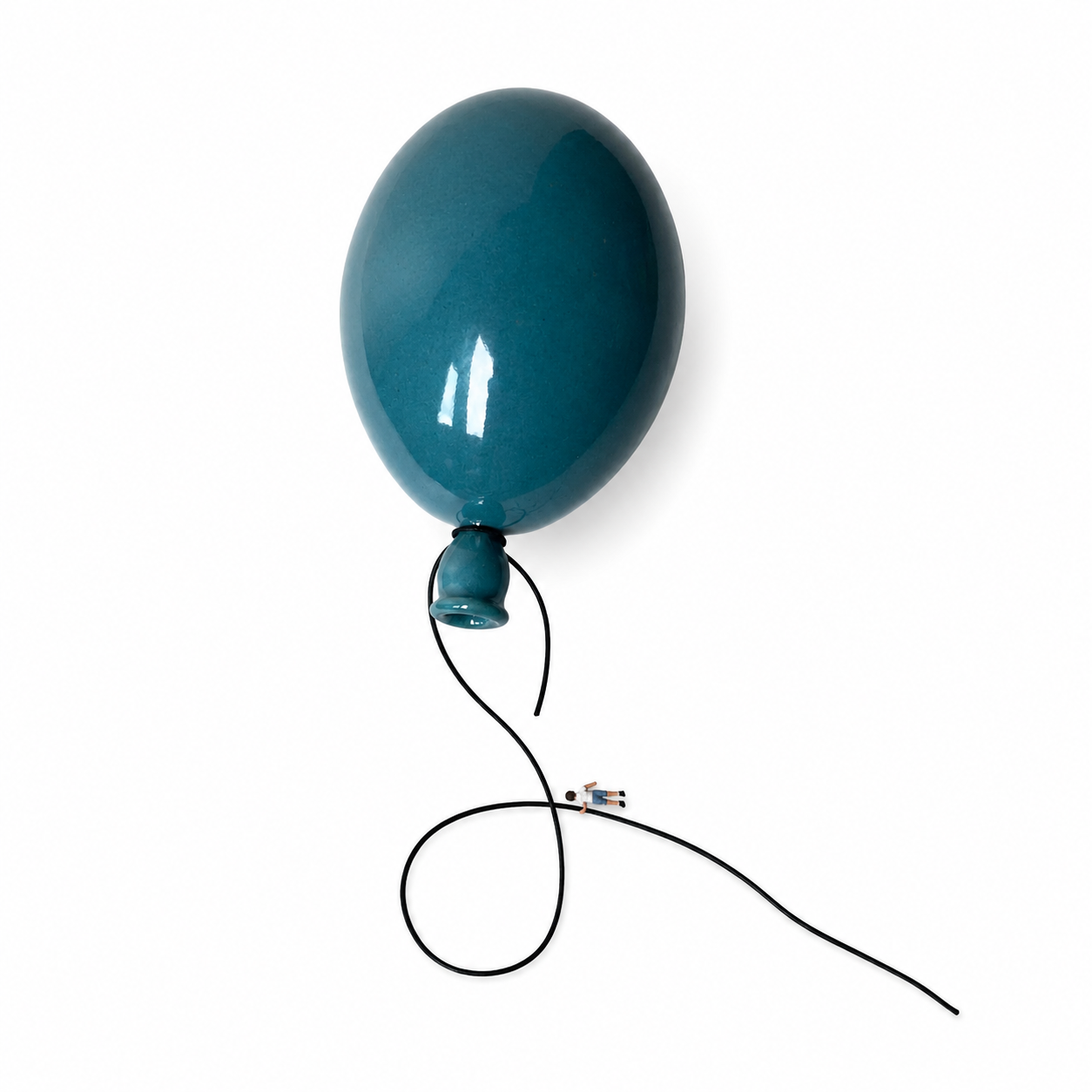 Blå ballong med snor og ventilhylse