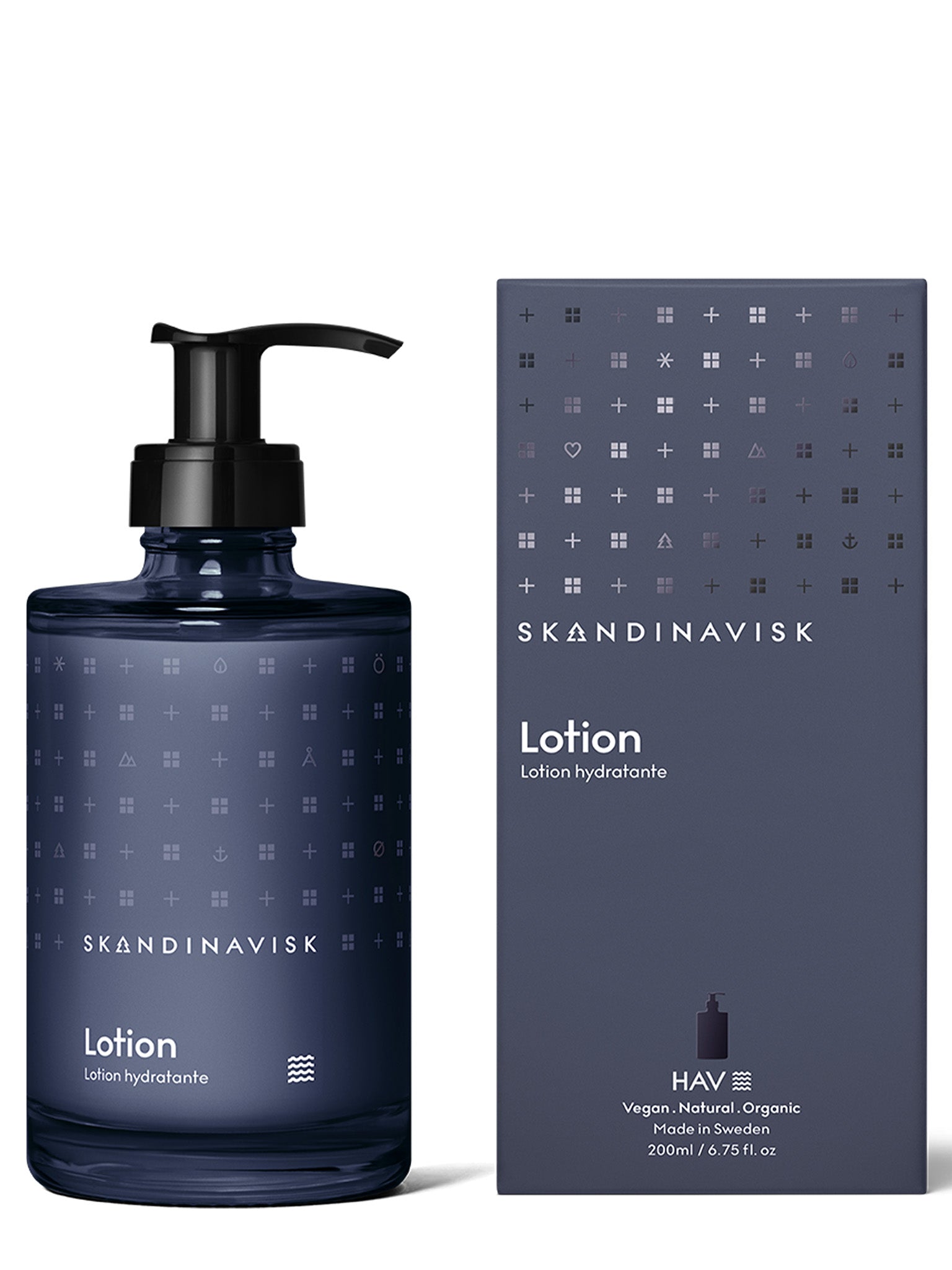 HAV-lotion 200 ml pumpeflaske i mørk blå, sort pumpe