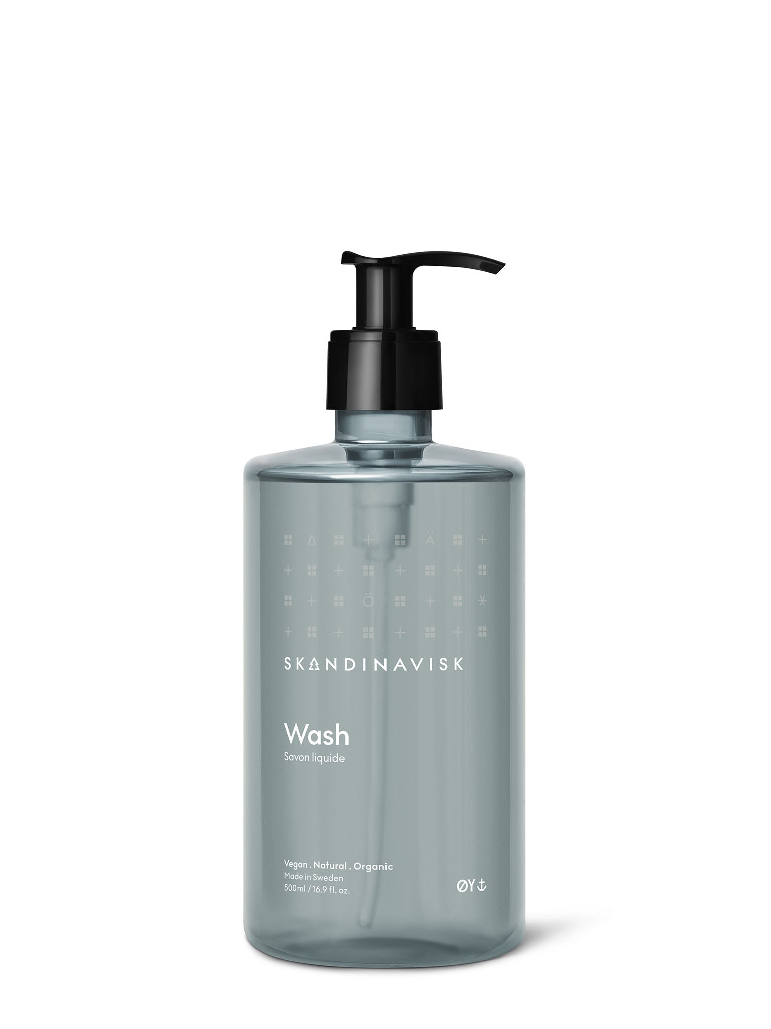 Blågrå såpedispenserflaske med pumpe, ØY Wash 500 ml