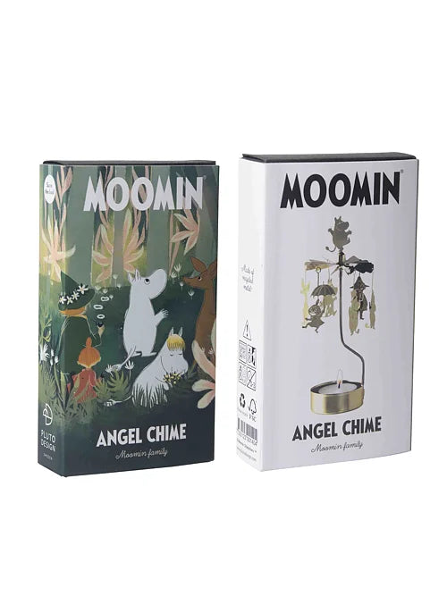 Mumin Angel Chime produktboks med illustrasjon og utsparing til telys